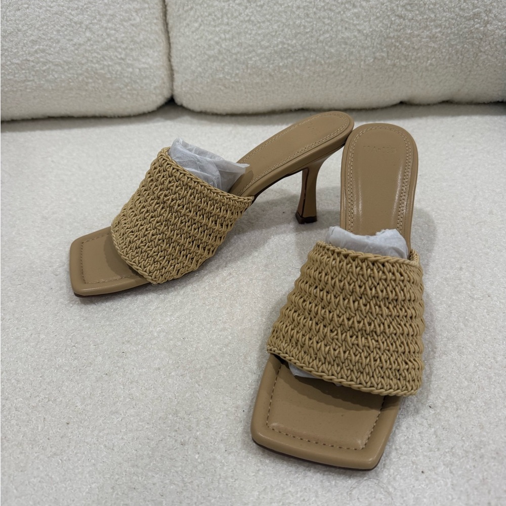 Nakd Tan Woven Heeled Mules